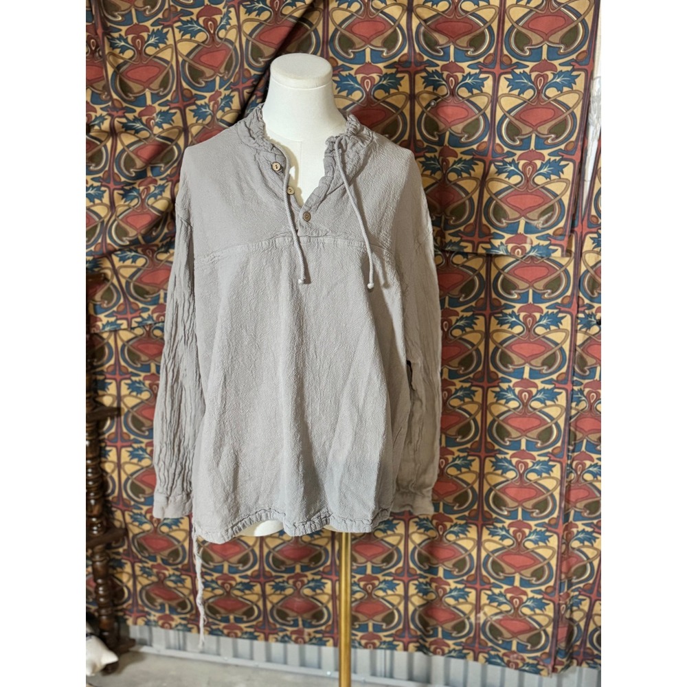 Cottonseed Casual Wear XXL Top Gray Long Sleeve Textured Pullover Shirt